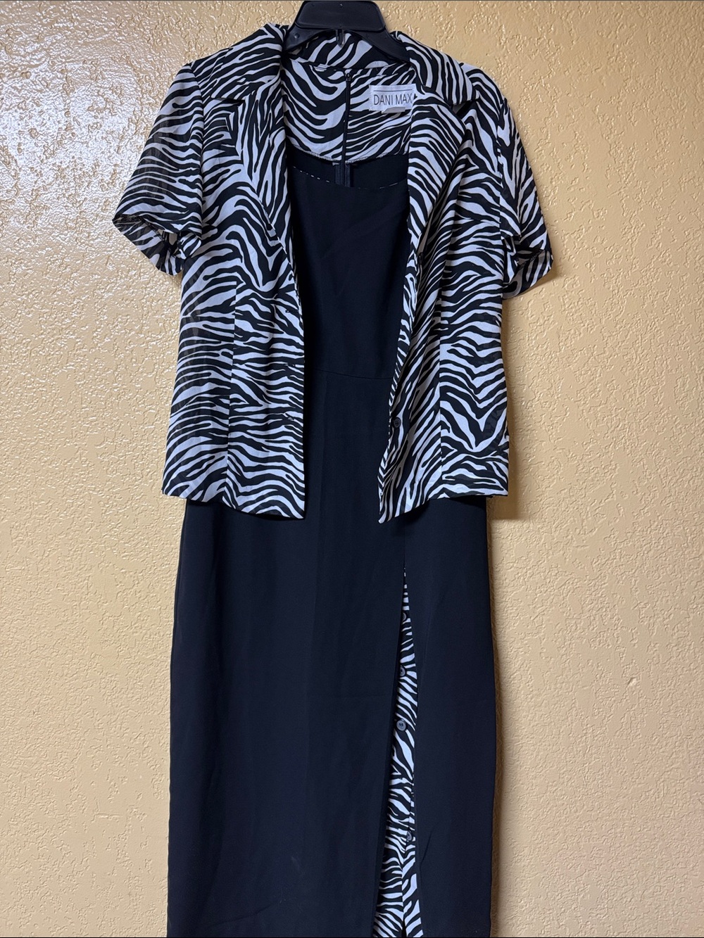 Dani Max Black Dress with Zebra Print Jacket